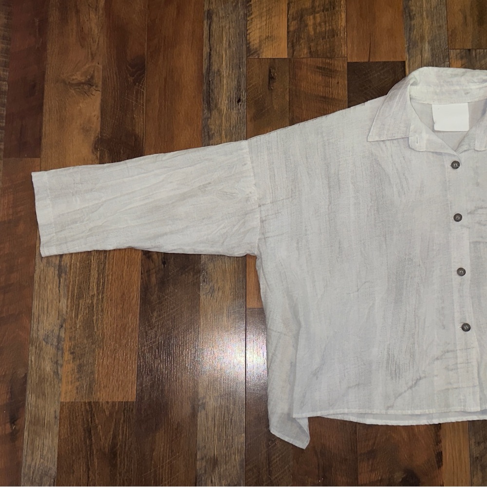 Blanque Swing Button Down Blouse Top Crinkle Boxy… - image 6